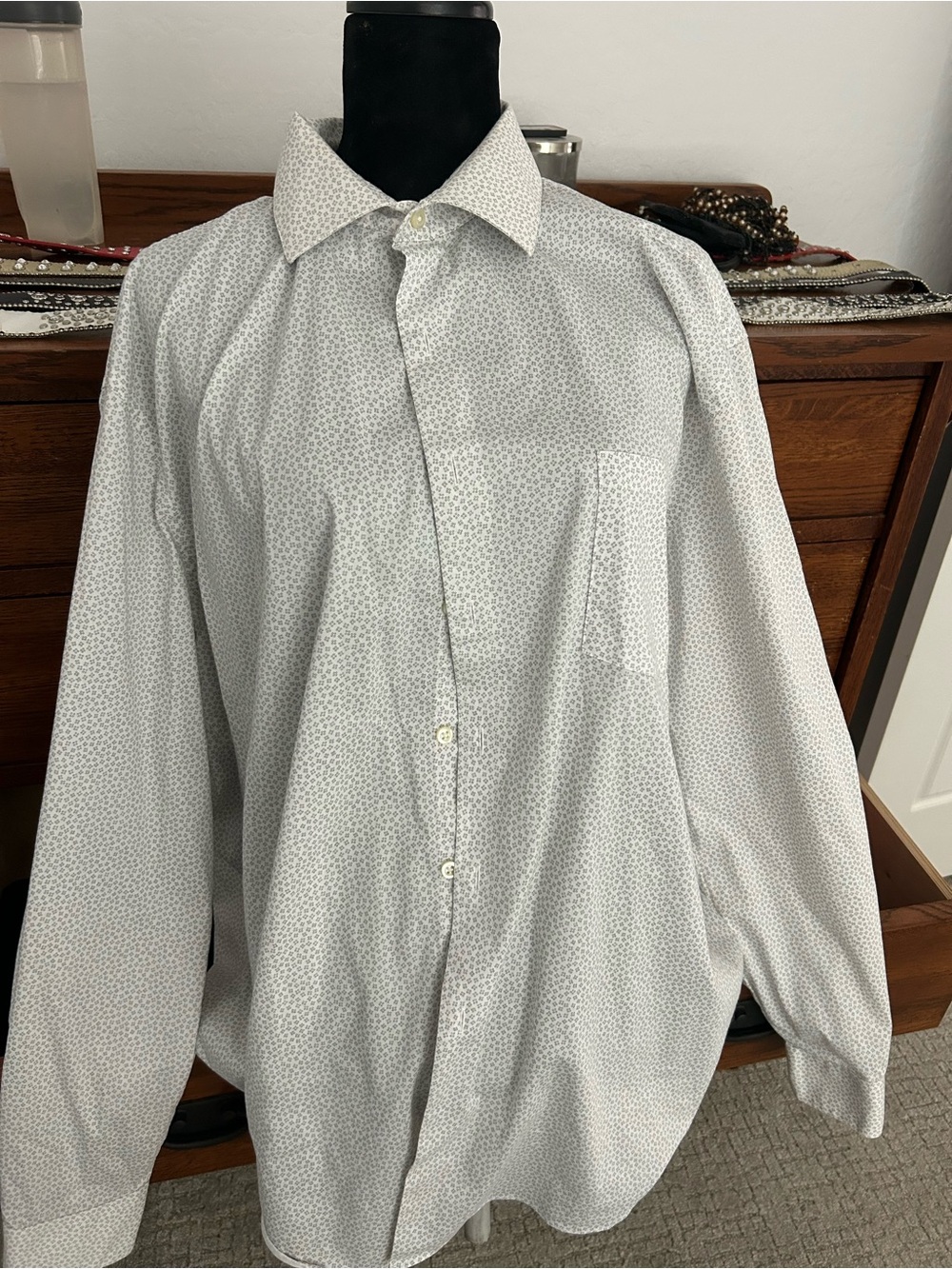 Van Heusen White Micro-Print Dress Shirt
